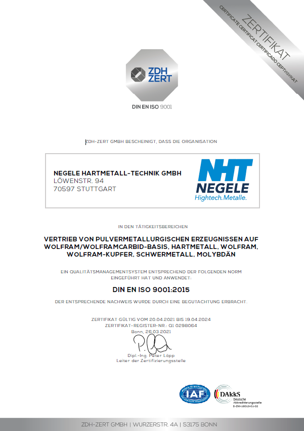 ISO Zertifikat-DIN EN ISO 9001:2015-NHT-Negele Hartmetall Technik GmbH